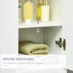 Colonna Bagno con Cassetto e 2 Armadietti Bianco Lucido, 30x28x170cm - immagine 7