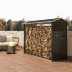 Legnaia con Struttura in Acciaio Galvanizzato e Base rialzata, 240x 86x160cm, Nero - immagine 7