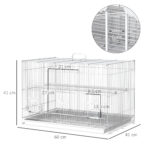 Gabbia per Uccelli in Metallo con Posatoi, Ciotole per Cibo e Maniglia, 60x41x41cm - immagine 3