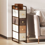 Cassettiera Salvaspazio con 4 Cassetti Pieghevoli in Tessuto, Acciaio e Legno, 20x47x84,5 cm, Multicolore - immagine 8