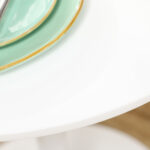 Tavolo Rotondo Moderno per 2 Persone in MDF e Acciaio , Ø70x75cm, Bianco - immagine 9