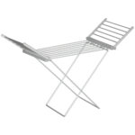 Stendino Elettrico Riscaldato con Ali Pieghevole Salvaspazio in Lega di Alluminio, 144x53x91cm, Argento