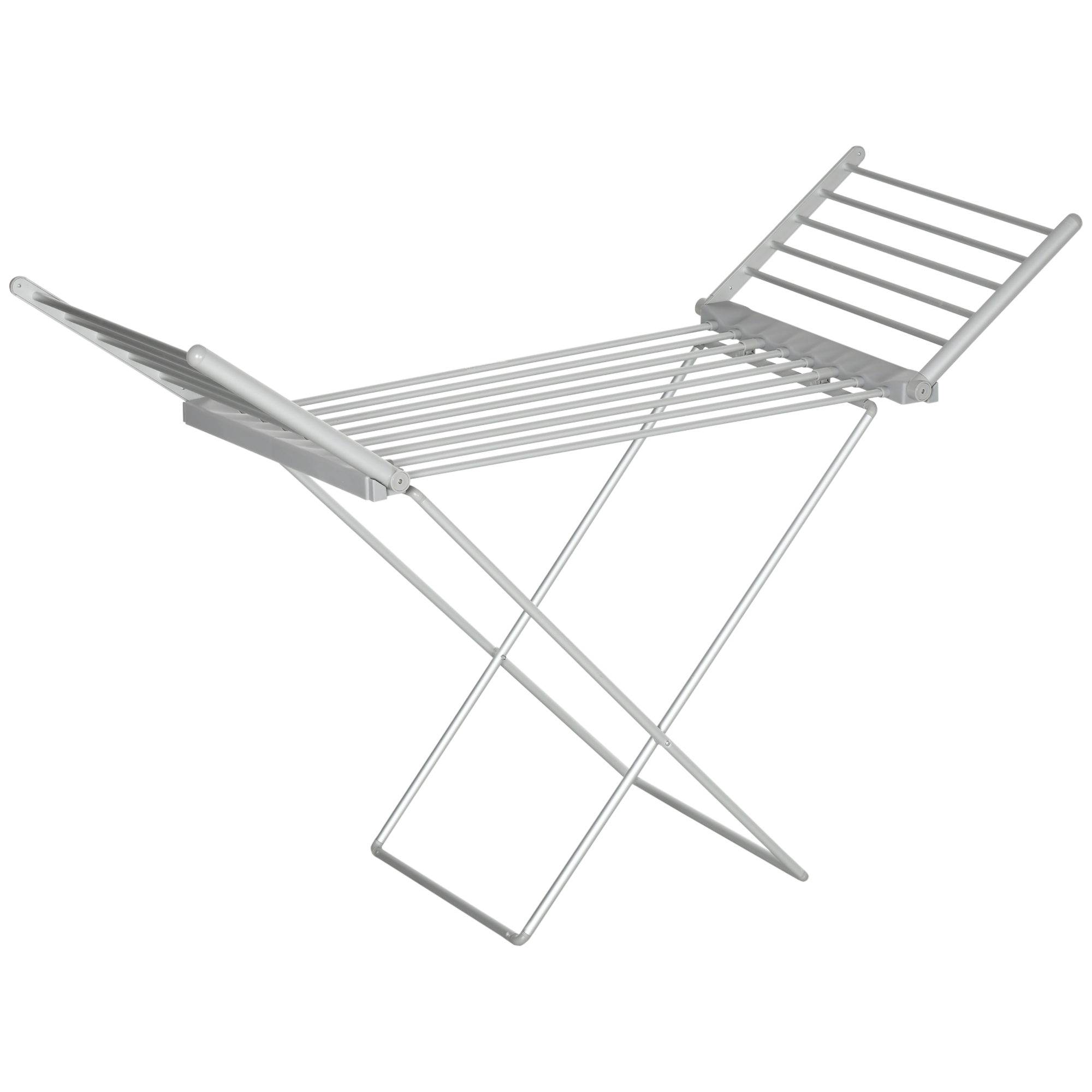 WKB5a51948684dfae.jpg Stendino Elettrico Riscaldato con Ali Pieghevole Salvaspazio in Lega di Alluminio, 144x53x91cm, Argento - immagine 1