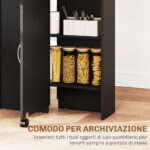 Tavolo Pieghevole in Legno per 4-6 Persone con Ruote, 75x140x74cm, Nero - immagine 5