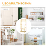 Appendiabiti in Legno di Bambù da Terra con Ripiani, 70x42x164cm, Colore Legno - immagine 7