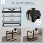 Portaciotole per Cani Rialzata con Altezza Regolabile, 2 Ciotole in Acciaio da 9ml, Nero - immagine 5