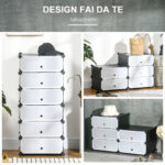 Scarpiera Modulare Salvaspazio con 6 Scatole in Plastica PP e Acciaio, 49x36,5x108 cm, Nero e Trasparente - immagine 5