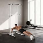 Stazione Fitness con Barre per Dip e Trazioni, Altezza Regolabile 176,5-227 cm e Capacità 120 kg, Bianco - immagine 8