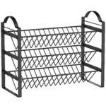 Portaspezie da Cucina a 3 Livelli, Organizer Salvaspazio con Ripiani Inclinati in Metallo, Nero