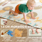 Tappeto per Bambini 0-6 Anni a Tema Bosco con Superficie Impermeabile in XPE Multicolore, 196x176x1,5 cm - immagine 6