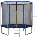 Trampolino Elastico da Esterno, Tappeto Elastico per Adulti da Giardino con Rete di Sicurezza e Bordo Imbottito, Giochi da Giardino e Casa, Ø244x240cm, Blu e Nero - immagine 3