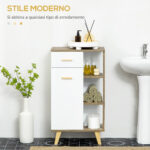 Mobile Bagno Moderno con Armadietto, Cassetto e Ripiani in Legno, 50x30x89cm, Bianco - immagine 4