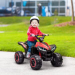 Quad Elettrico per Bambini 12V, 2 Velocità, Ruote Larghe con Clacson e Fari LED, Età 3-5 Anni, Rosso - immagine 2