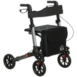 Deambulatore Pieghevole in Allumino ad Altezza Regolabile con Borsa, 64x67x80-92 cm, Nero e Argento