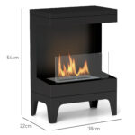 Camino a Bioetanolo Autoportante con Bruciatore da 0,9L e Durata 3,3 Ore, 38x22x54 cm, Nero - immagine 3