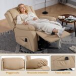 Poltrona Relax Reclinabile con 8 Punti Massaggianti, Riscaldanti e Poggiapiedi, 87x97X1 cm, Beige - immagine 9