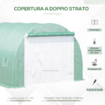 Serra a Tunnel 3x3x2m con Porta e 6 Finestre, Doppia Copertura in PE e Struttura in Acciaio - immagine 4