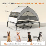 Lettino per Cani con Copertura a 3 Lati Rimovibile, in Poliestere e Acciaio, 122x92x94 cm, Grigio Chiaro e Nero - immagine 3