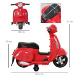 Moto Elettrica per Bambini con Licenza Ufficiale Vespa Batteria 6V, Fari e Clacson, per Bimbi da 18-36 mesi, Rosso, 66,5x38x52cm - immagine 3