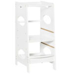 Torre Montessoriana per Bambini, Learning Tower con Altezza Regolabile in MDF, 40x50x90cm, Bianco
