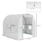 Serra da Giardino a Tunnel con Telaio in Acciaio e 4 Finestre in PE 2,5x2x2m, Bianco - immagine 3