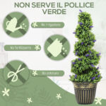 Set 2 Piante Artificiale a Spirale in PE da 90 cm con Vaso Incluso, Verde e Blu - immagine 6