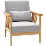 Poltrona Moderna con Rivestimento Vellutato e Struttura in Legno, 68x75x78cm, Grigio