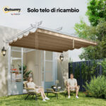 Tetto per Gazebo Pergola con 10 Fori di Drenaggio in Poliestere, 250x255 cm, per Pergola 3x3m, Marrone Chiaro - immagine 7