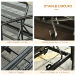 Dondolo da Giardino 3 Posti Lettino e Gazebo Design 3 in 1 con Tettuccio, 256x172x248 cm, Grigio Scuro - immagine 8