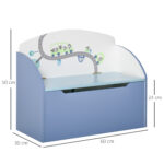 Panca Contenitore Portagiochi 2 in 1 in Legno, Cassapanca con Schienale per Bambini da 3-6 Anni, 60x30x50 cm, Blu - immagine 3