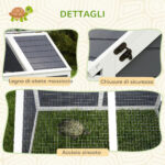 Casetta per Tartarughe di Terra senza Fondo, in Legno di Abete e Acciaio Zincato, 120x55x50A cm, Grigio e Bianco - immagine 8