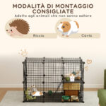 Gabbia Modulare per Conigli e Porcellini d'India Multilivello con 3 Porte e Fili d'Acciaio, Nero - immagine 6