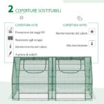 Serra per Piante Orto con 2 Coperture in PE e PVC, Struttura in Acciaio - Verde 180x90x90cm - immagine 4