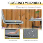 Set Mobili da Giardino 3 Pezzi con Tavolino e Sedie in Rattan PE, Poilestere e Acciaio per Esterni, Grigio - immagine 7