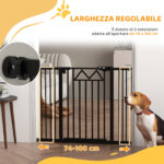 Cancelletto per Cani con 4 Viti Regolabili e Nastro Adesivo, in Metallo e Plastica, 74-1x76 cm, Nero - immagine 7
