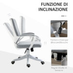 Sedia da Ufficio Ergonomica con Altezza Regolabile, Sedia Scrivania Imbottita Girevole 360° e Funzione Dondolo, in Tessuto effetto Lino Traspirante, per Studio, Grigio - immagine 5
