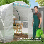 Serra da Giardino a Tunnel con Telaio in Acciaio e 4 Finestre in PE 2,5x2x2m, Bianco - immagine 5