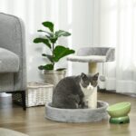 Tiragraffi per Gatti con Lettini, Corda in Juta e Peluche, 41x41x44 cm, Grigio Chiaro - immagine 2