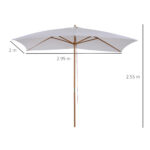 Ombrellone m da Giardino 2x3 in Legno Laccato con Copertura Rimovibile, Bianco - immagine 3