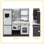 Cucina Giocattolo per Bambini 3-8 Anni in Legno con Accessori, Frigo, Lavandino e Manopole con Suoni, Marrone - immagine 3