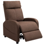 Poltrona Relax Reclinabile con Poggiapiedi in Tessuto Effetto Lino, 69x85x1 cm, Marrone