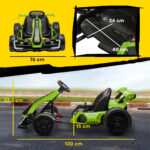 Go Kart Elettrico per Bambini 6-12 Anni 24V 12km/h con Seggiolino Regolabile, Verde - immagine 3