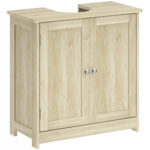 Mobile Sottolavabo a 2 Ante con Ripiano Regolabile e Intaglio a U, 60x30x60 cm, Rovere