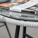 Set Mobili da Giardino 3 Pezzi con Tavolino e Sedie in Rattan PE, Poilestere e Acciaio per Esterni, Grigio - immagine 8