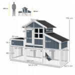 Pollaio Prefabbricato in Legno con Area Aperta, Casetta e Nido, 161,5x62,5x115cm, Grigio - immagine 3
