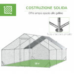 Pollaio da Giardino con Telaio Zincato, Copertura Impermeabile e Rete Esagonale, 3x6x2m, Argento - immagine 6