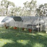Recinto Gabbia per Galline in Metallo Galvanizzato Impermeabile, Pollaio con Porta e Copertura Oxford, 280x570x195cm - immagine 2