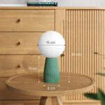 Lampada da Tavolo a Forma di Luna e 3 Colori con 10 Luminosità, in ABS, Ø15x28 cm, Bianco e Verde Scuro - immagine 3