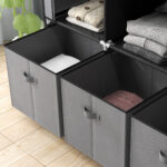 Armadio in Tessuto Pieghevole con Cassetti e Ante Avvolgibili con Zip, 125x43x162,5cm, Grigio Scuro - immagine 9