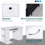 Scrivania per PC Ergonomica con Mensole, Armadietto, Cassetto e Piano Tastiera Estraibile, Bianca, 120x60x74cm - immagine 6